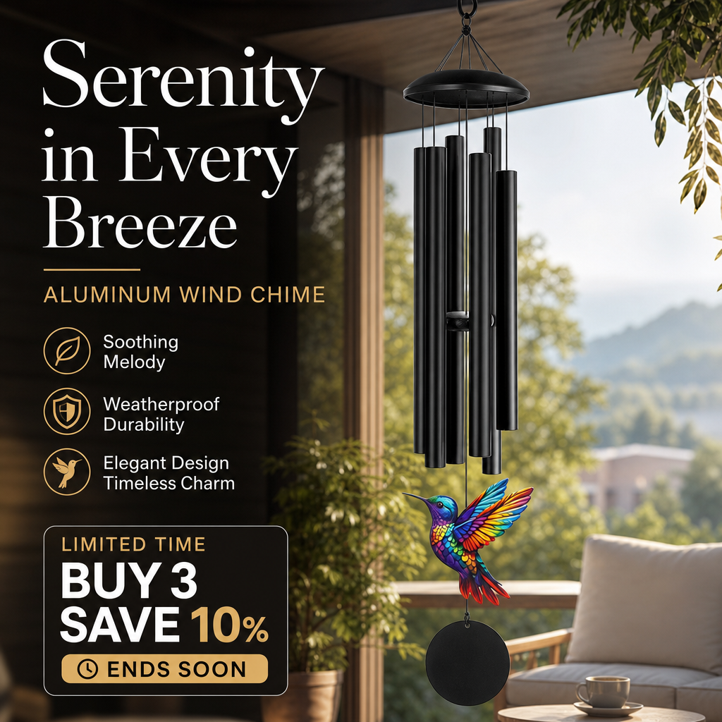 🎵 50 % RABATT I BEGRENSET TID! 💥 Vintage vindklokker i metall | Elegant hagedekor i svart aluminium med fugle- og sommerfugldetaljer for terrasse og veranda