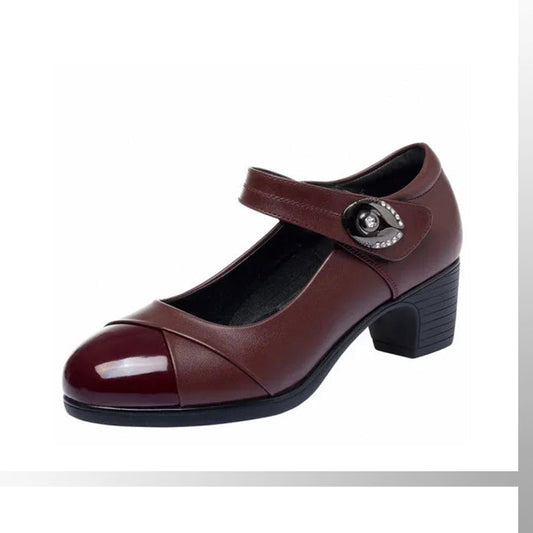 💖49 % DE DESCUENTO💖Zapatos ortopédicos de cuero con suela suave y botones de diamante para mujer【Cómodos y antideslizantes】